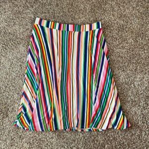 ModCloth rainbow striped midi skirt with pockets - L